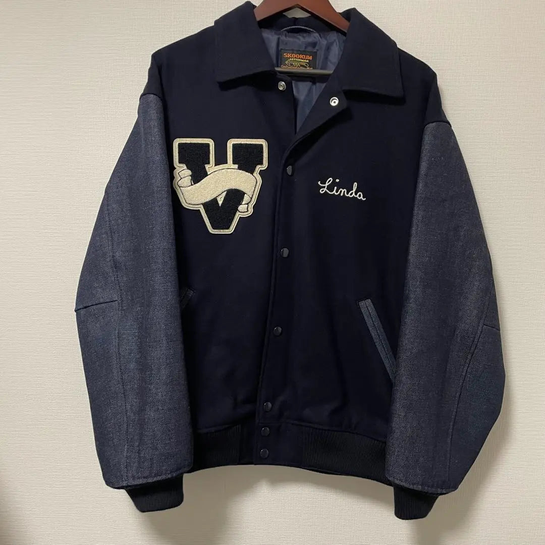 Scoocam Monkey Time Denim Varsity Jacket