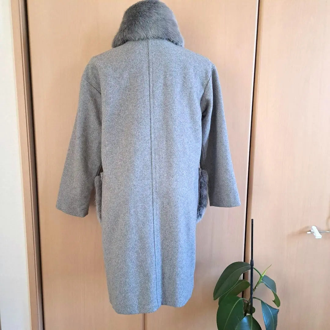 Vis❇273❇Good condition♥Grey fur coat with removable fur outerwear