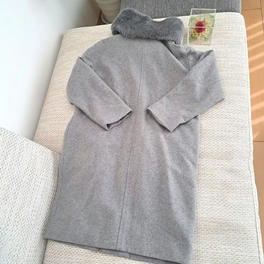 Vis❇273❇Good condition♥Grey fur coat with removable fur outerwear