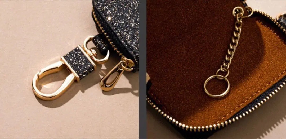 Glittering black smart key case and small item case with caravan