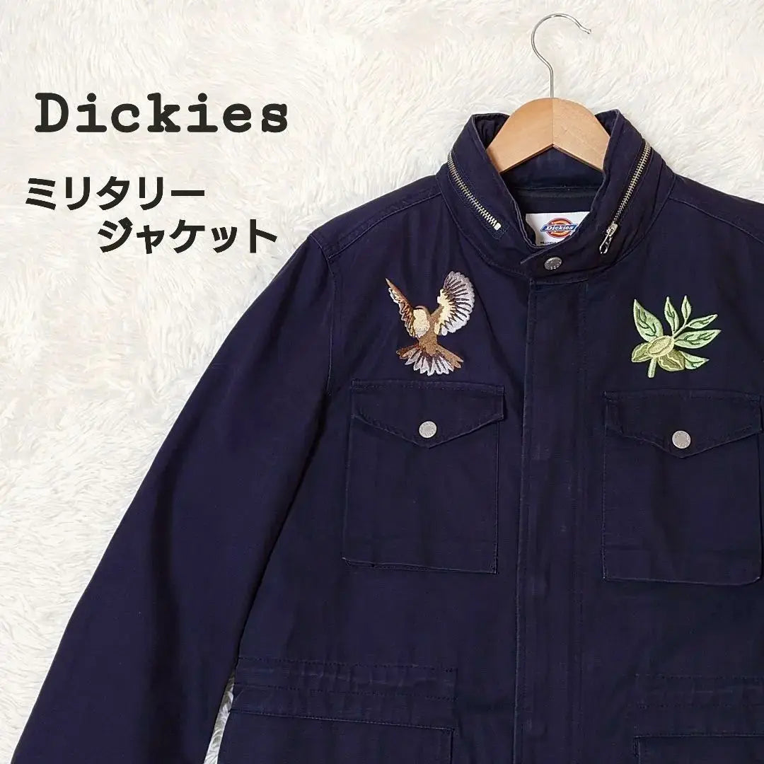 ☆Rare item☆Dickies military jacket with retractable hood, embroidery, navy M