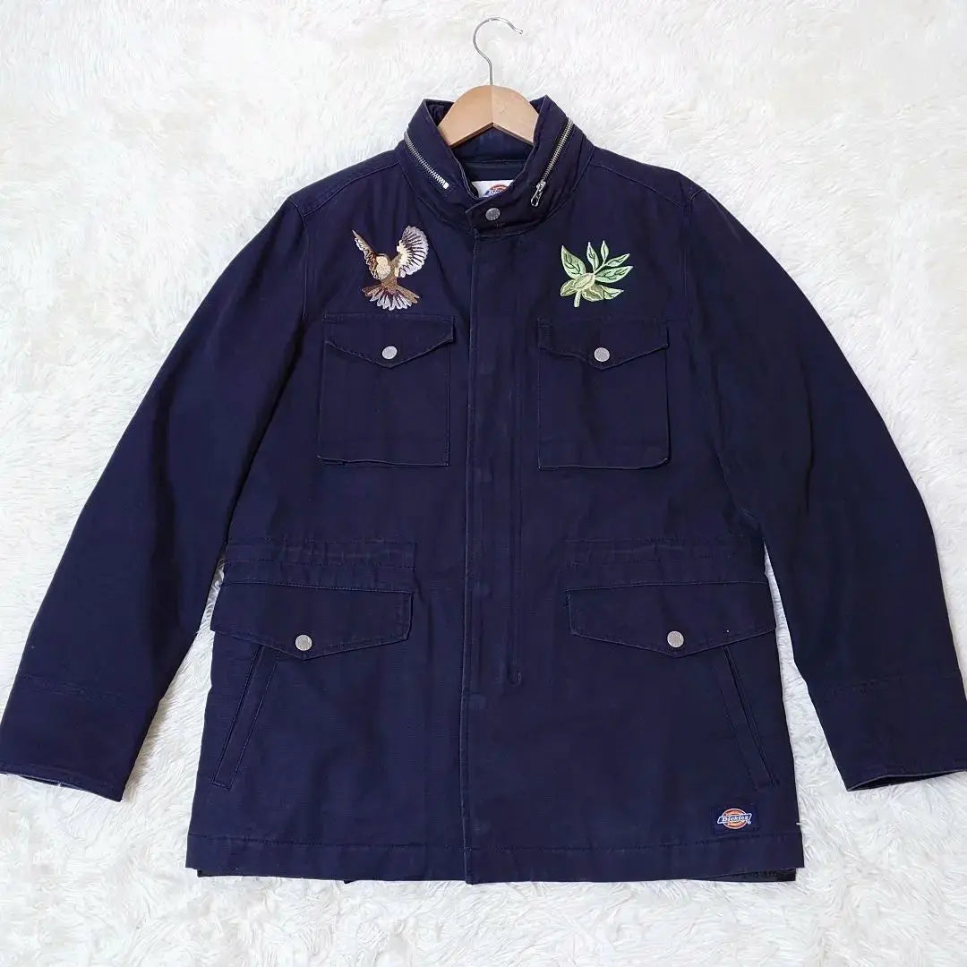 ☆Rare item☆Dickies military jacket with retractable hood, embroidery, navy M