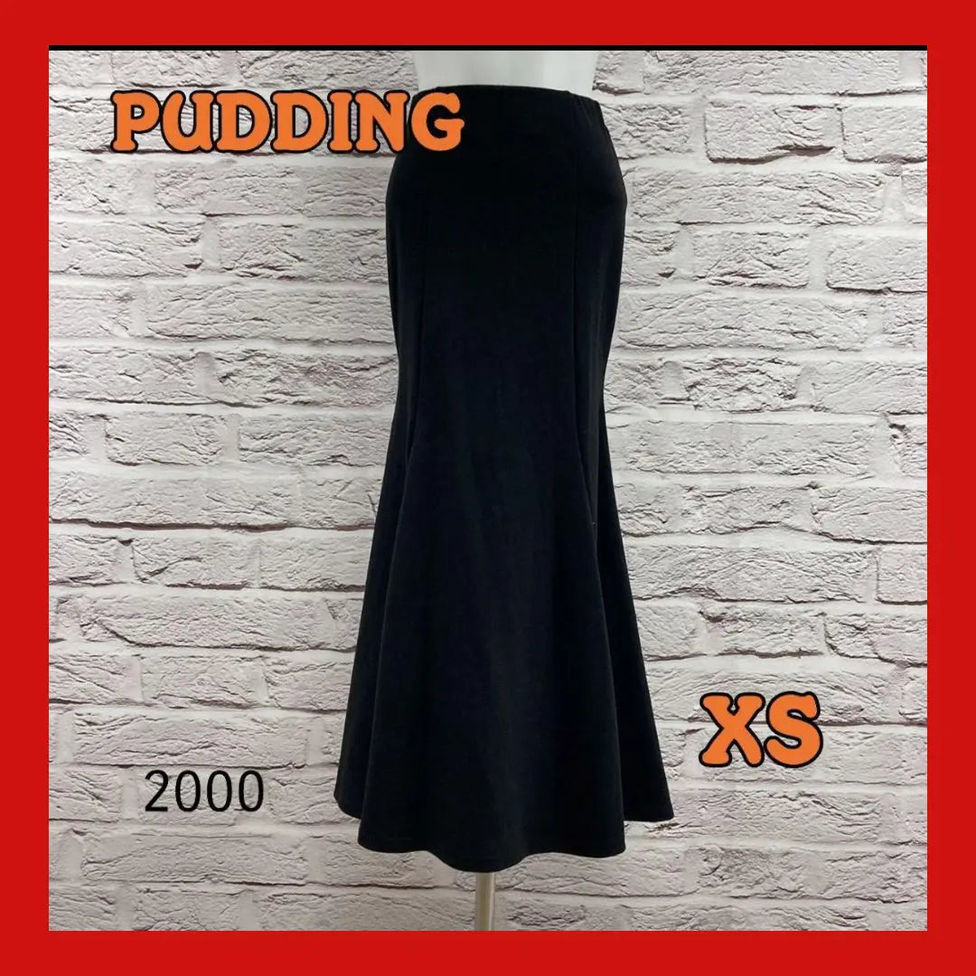 ☆9753P☆ PUDDING Long Mermaid Skirt Black