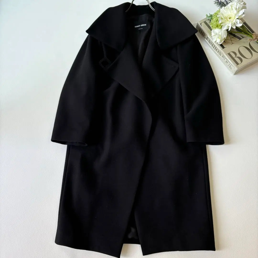 [Extremely beautiful/highest quality] Giorgio Armani Chester Coat Gown Black