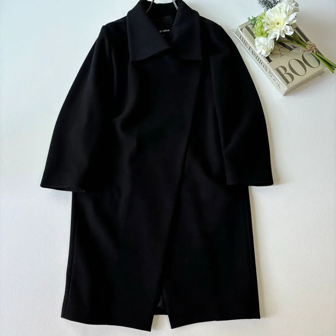 [Extremely beautiful/highest quality] Giorgio Armani Chester Coat Gown Black