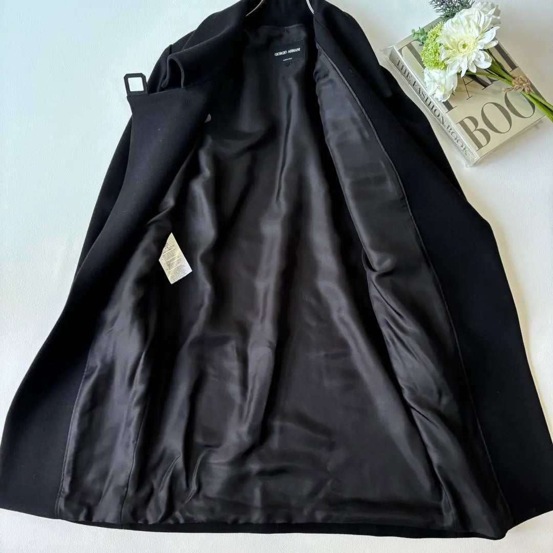 [Extremely beautiful/highest quality] Giorgio Armani Chester Coat Gown Black