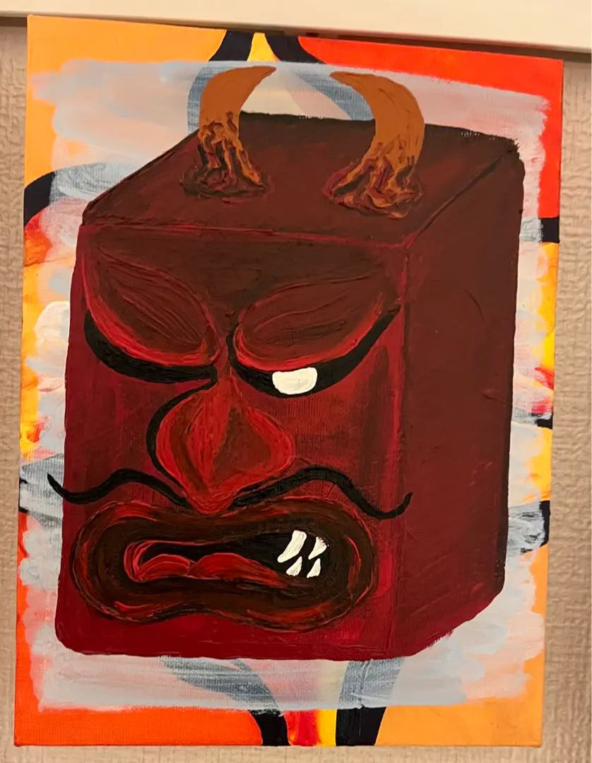 Art: Ushi-kun [Red] Canvas Acrylic painting