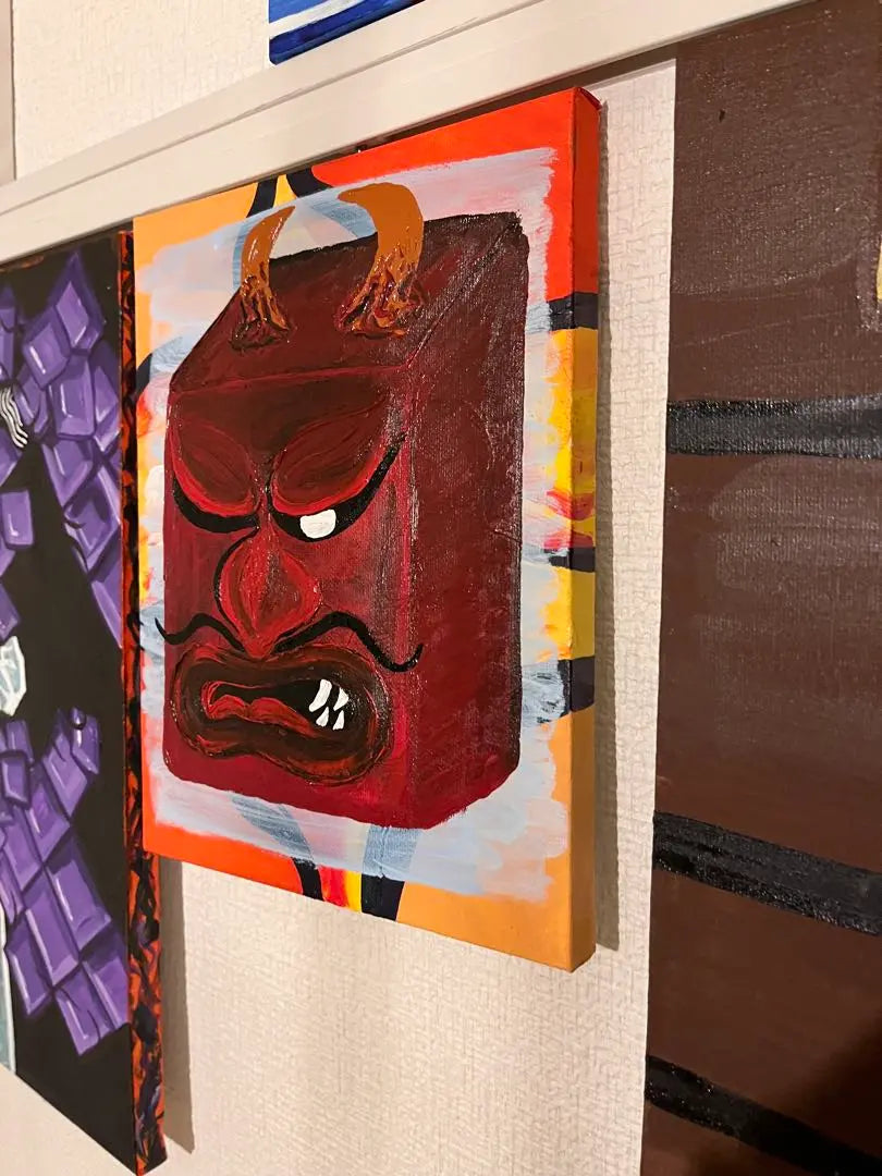 Art: Ushi-kun [Red] Canvas Acrylic painting