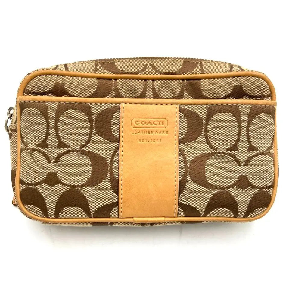 COACH Signature Beige Waist Bag Waist Pouch