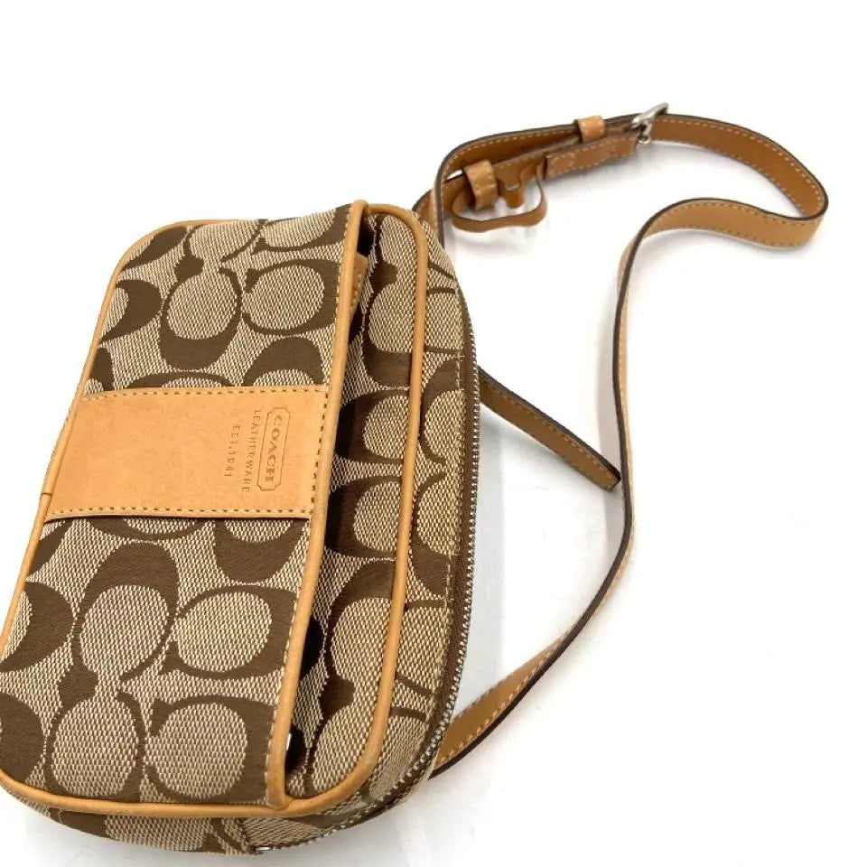 COACH Signature Beige Waist Bag Waist Pouch