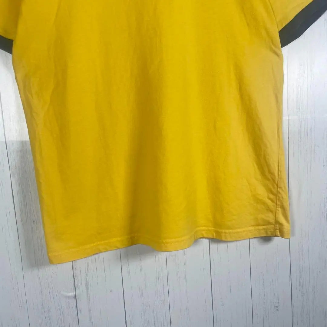 [Ropa vieja] NIKE Camiseta Ringer de manga corta con estampado Dekarogo Yellow Navy | [古着]NIKE 半袖 リンガーTシャツ プリント デカロゴ 黄色 ネイビー