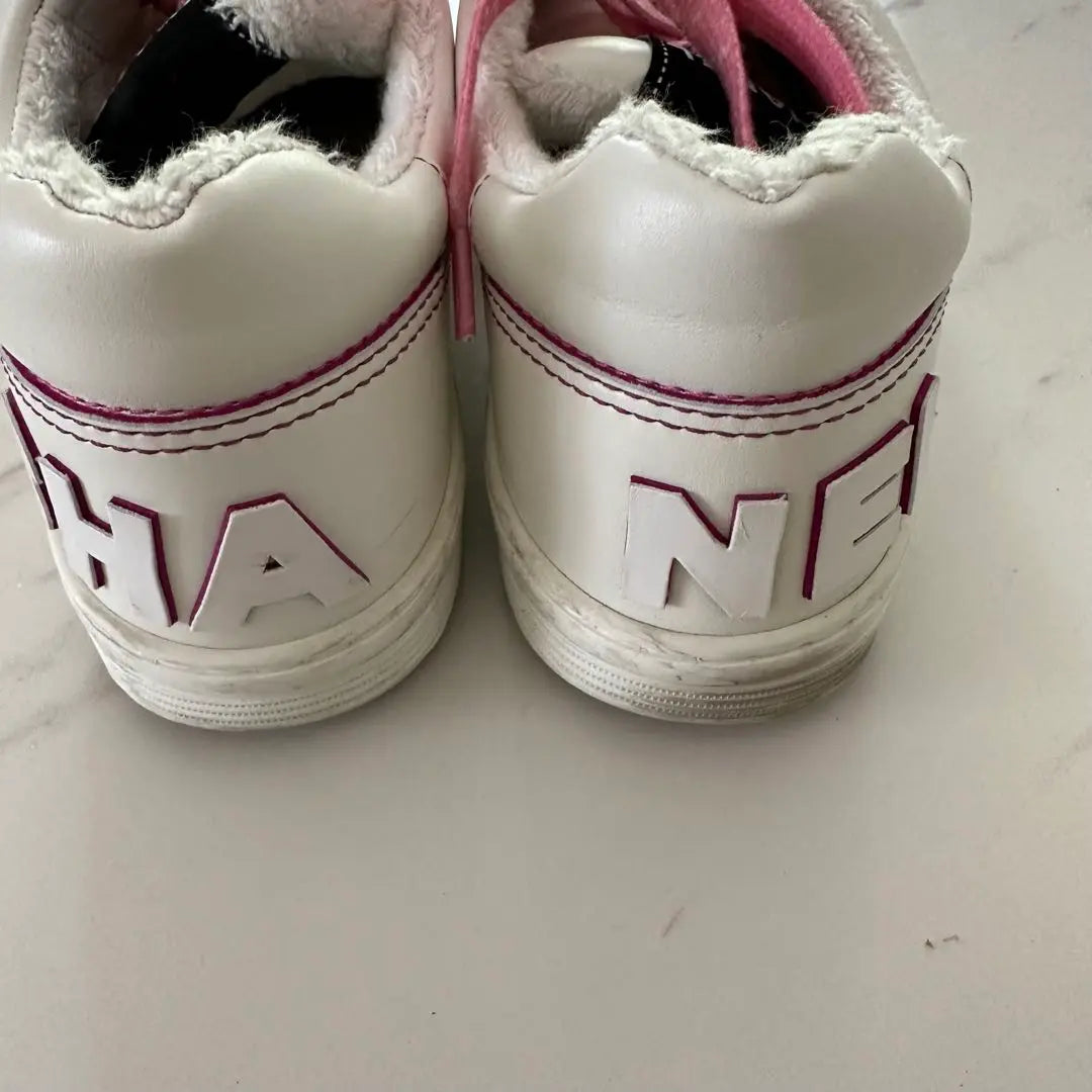 Chanel logo sneakers white 38 mer | シャネルロゴスニーカーホワイト38 メ