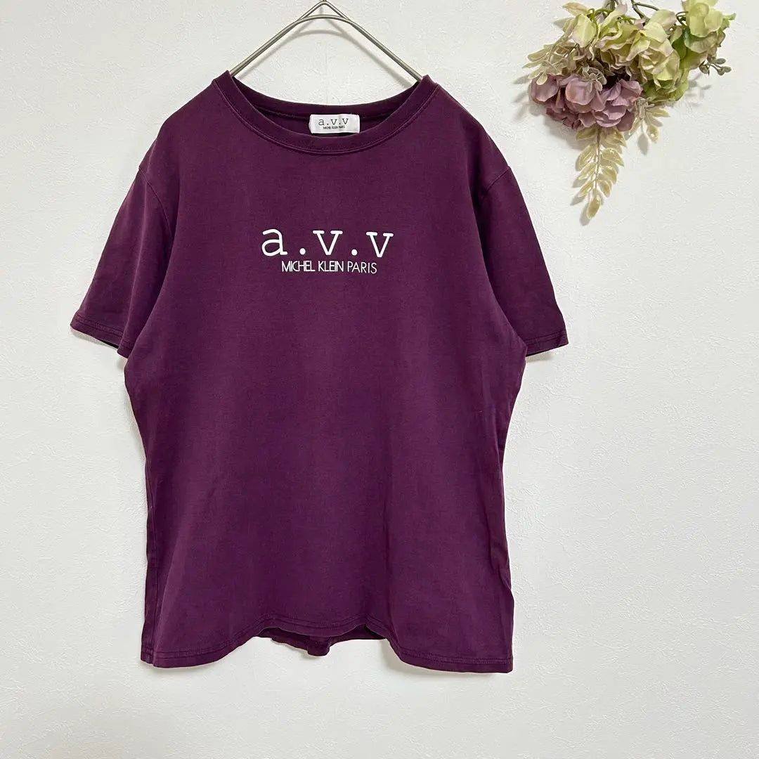 Arveve front logo T-shirt purple LL size short sleeve 100% cotton