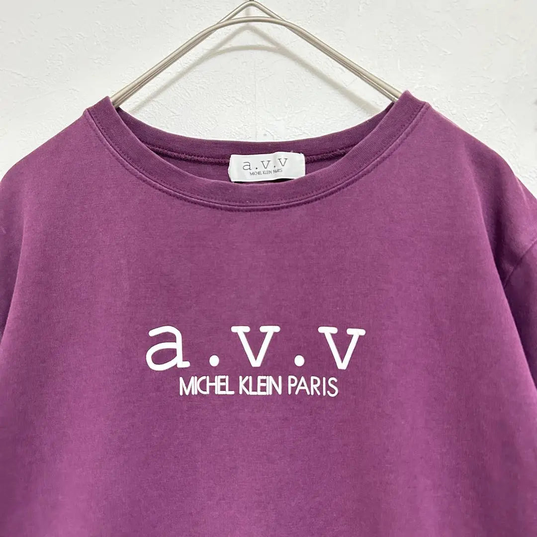 Arveve front logo T-shirt purple LL size short sleeve 100% cotton