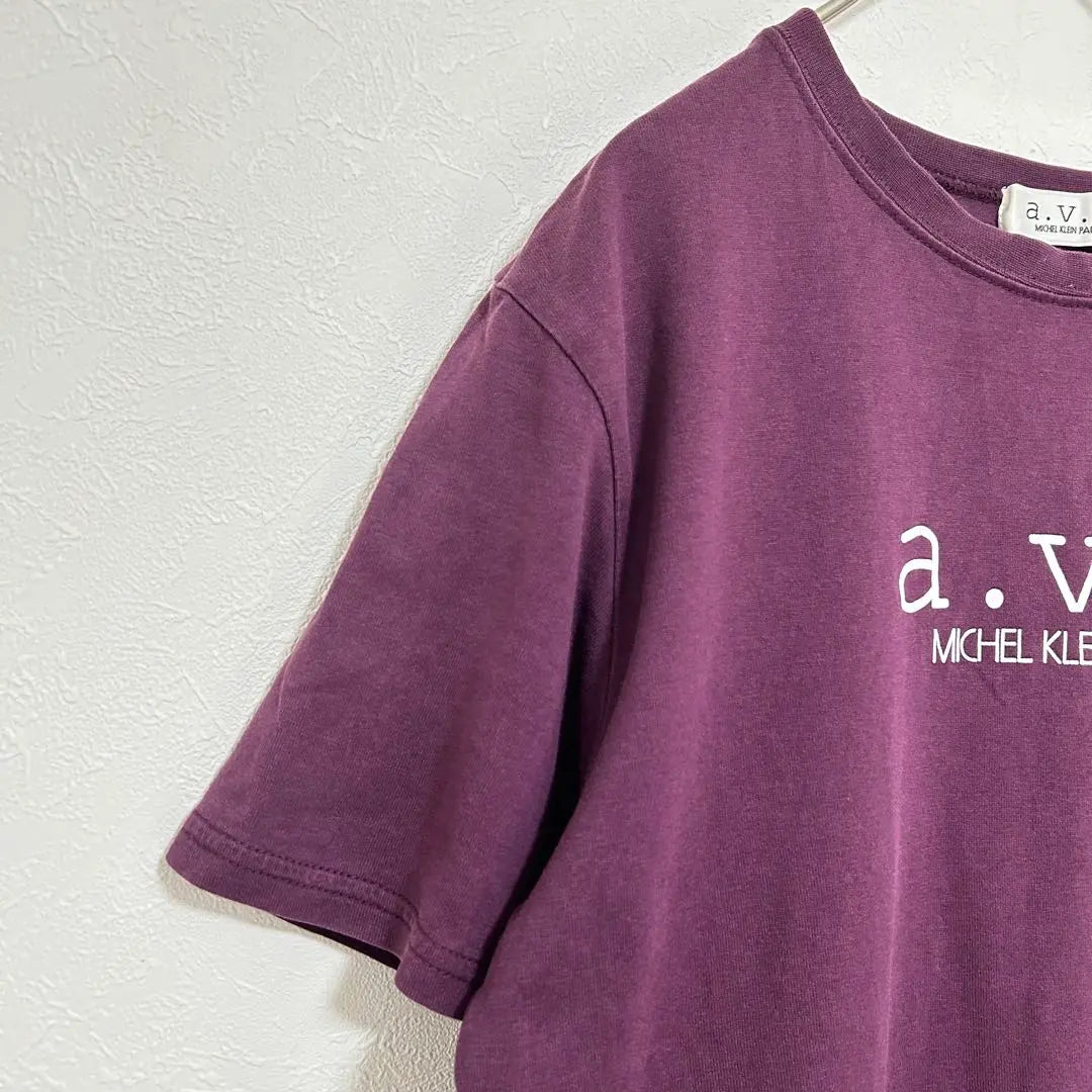 Arveve front logo T-shirt purple LL size short sleeve 100% cotton