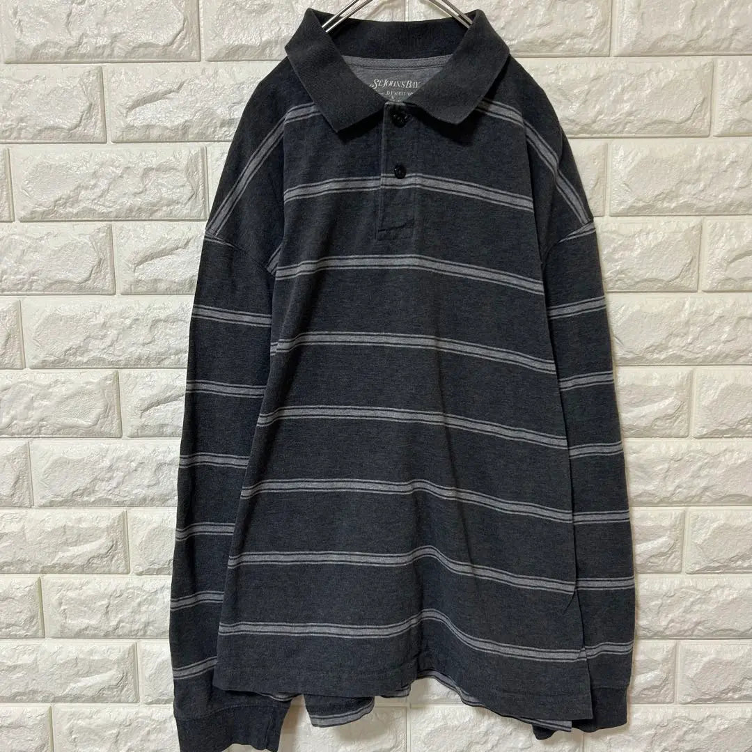 [ST.Johnsbay] Long sleeve polo shirt polo shirt [Men's L] Gray D31 | 【St.JOHNSBAY】長袖ポロシャツ　ポロシャツ【メンズL】グレー　D31