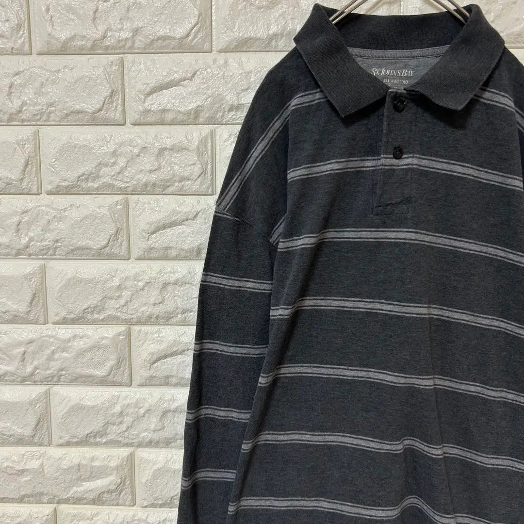 [ST.Johnsbay] Long sleeve polo shirt polo shirt [Men's L] Gray D31 | 【St.JOHNSBAY】長袖ポロシャツ　ポロシャツ【メンズL】グレー　D31