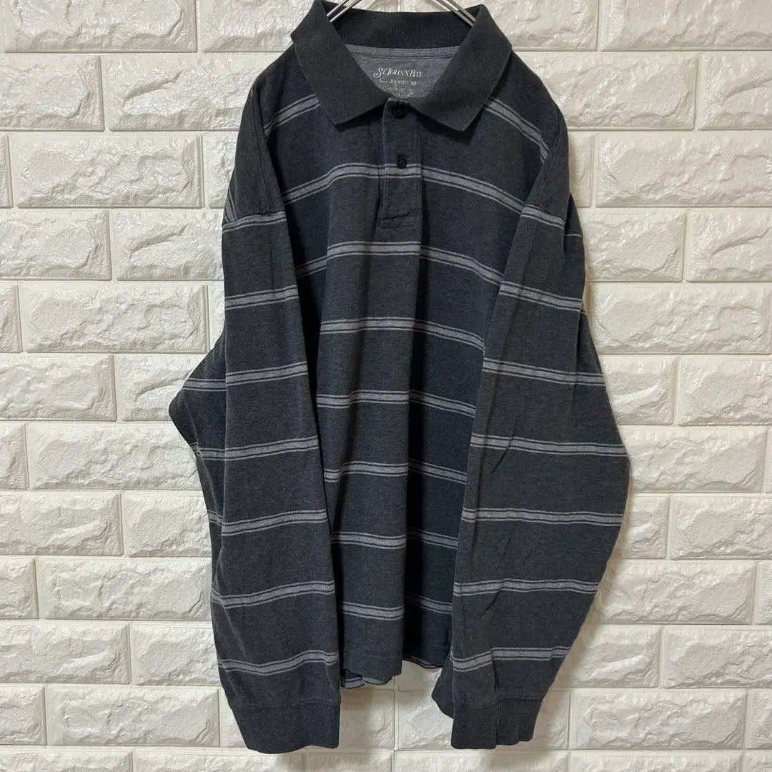 [ST.Johnsbay] Long sleeve polo shirt polo shirt [Men's L] Gray D31 | 【St.JOHNSBAY】長袖ポロシャツ　ポロシャツ【メンズL】グレー　D31