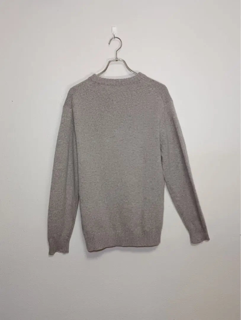 GU U-neck sweater, long sleeve knit, crew neck knit (M) beige