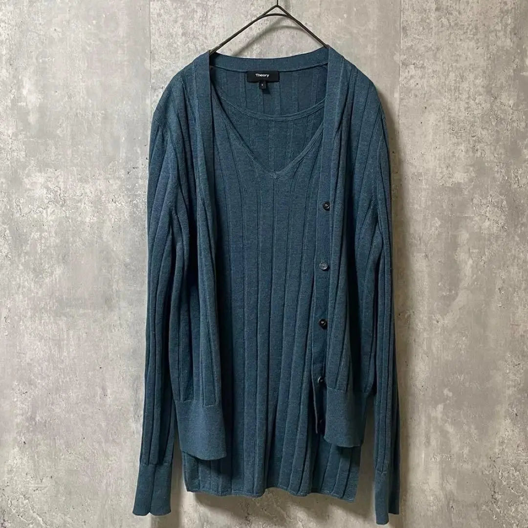 Theory Ensemble 2WAY Linen Blend Rib Cardigan Short Sleeve Knit | Theory　アンサンブル　2WAY　リネン混　リブ　カーディガン　半袖　ニット