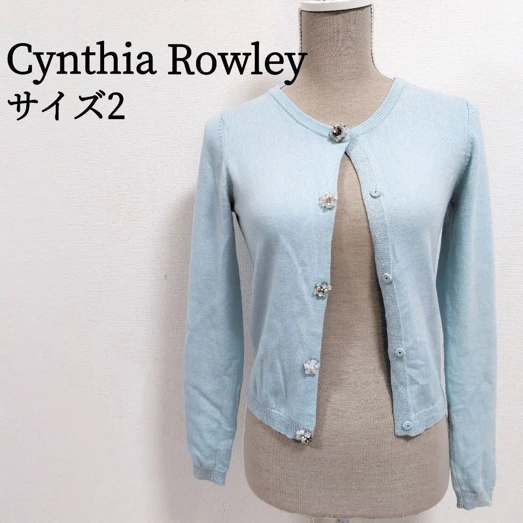 [Popular] Cynthia Lowry Light Blue Long Sleeve Crew Neck Cardigan Size 2