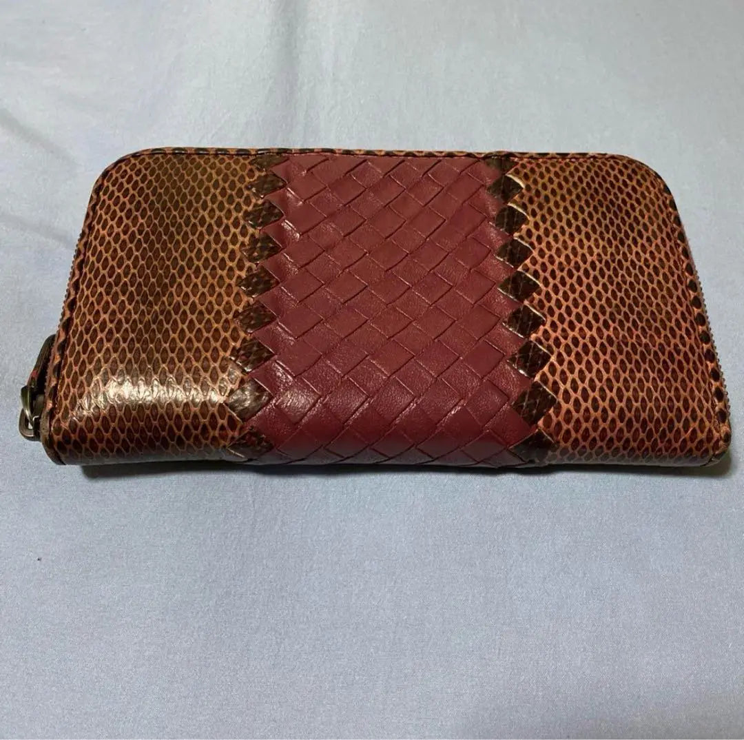 Bottega Veneta Long Wallet Round Intrecciato Python