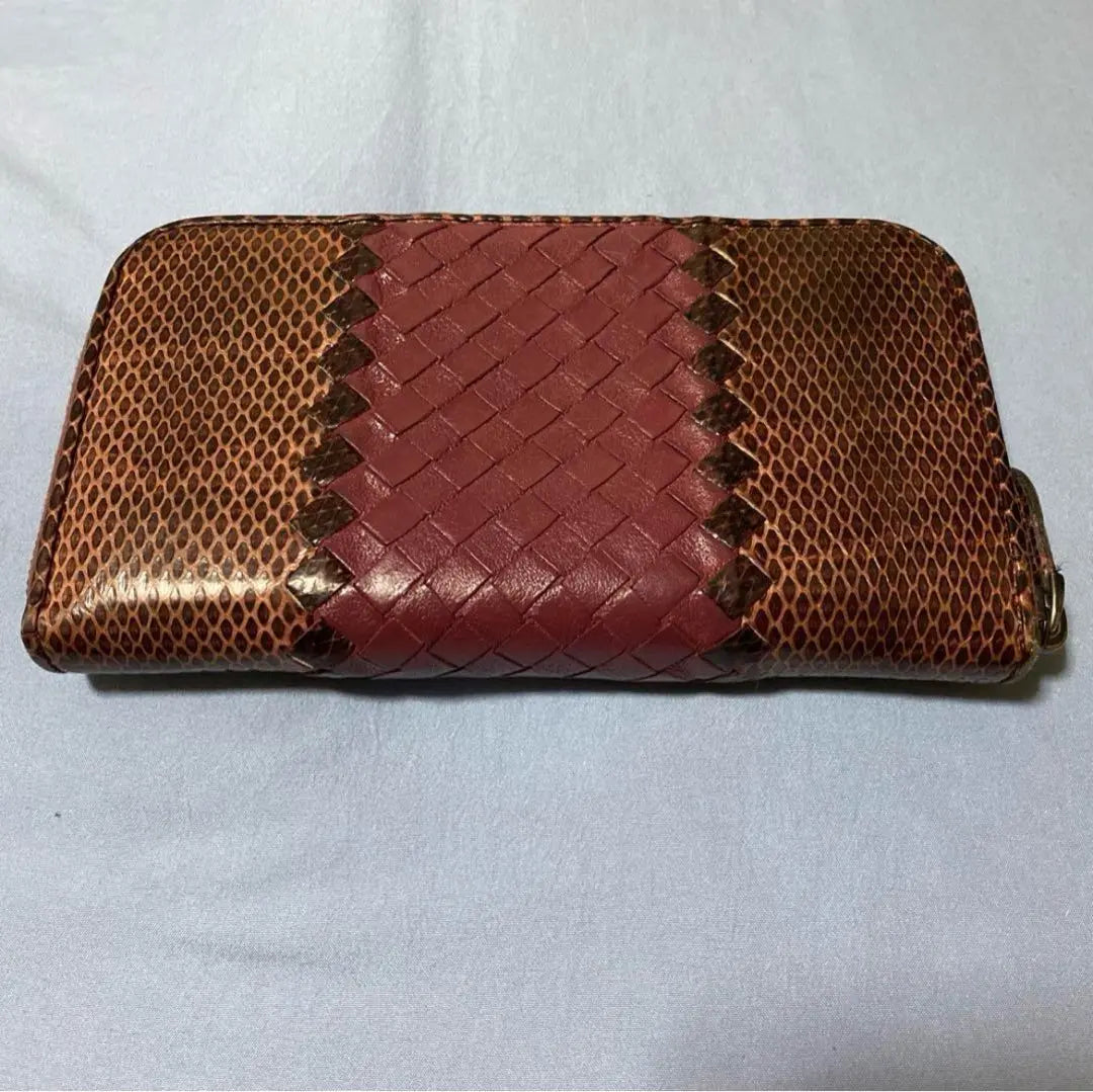 Bottega Veneta Long Wallet Round Intrecciato Python