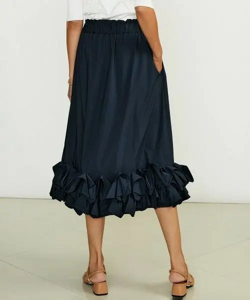 Sov./ Nylon stretch ruffled skirt