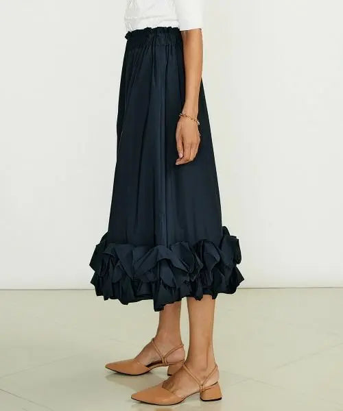 Sov./ Nylon stretch ruffled skirt