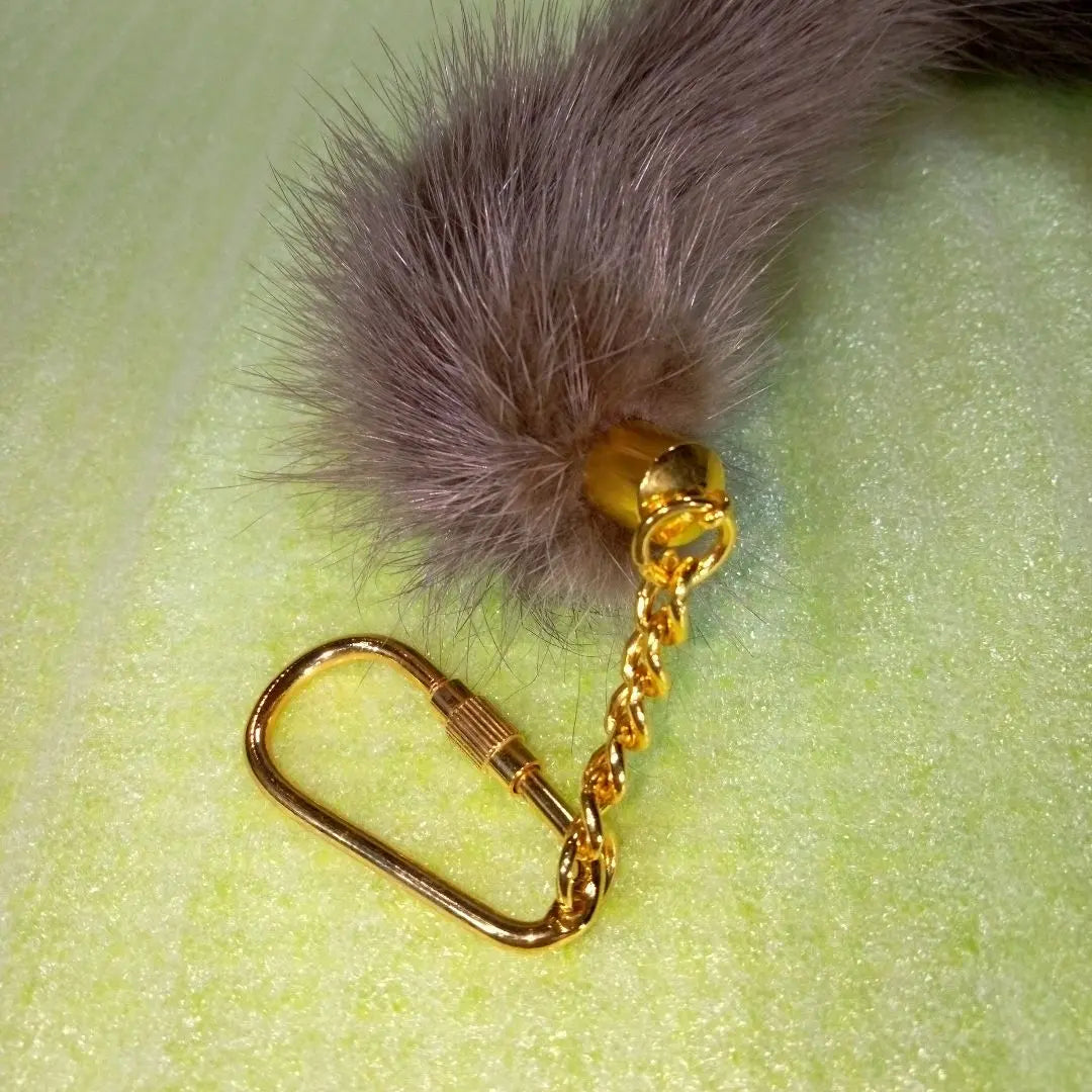 Tail charm, gray, fur, keychain, keyring, keychain