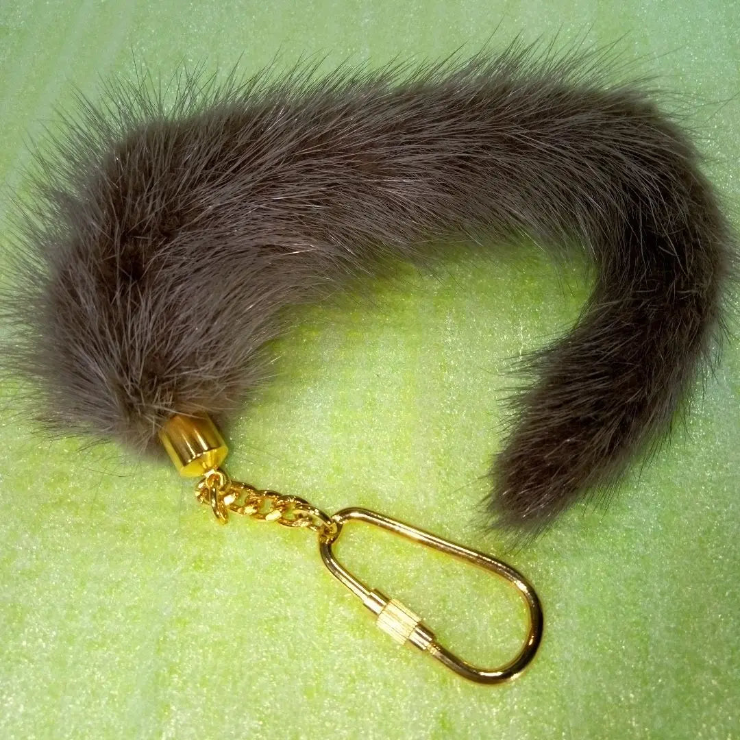 Tail charm, gray, fur, keychain, keyring, keychain