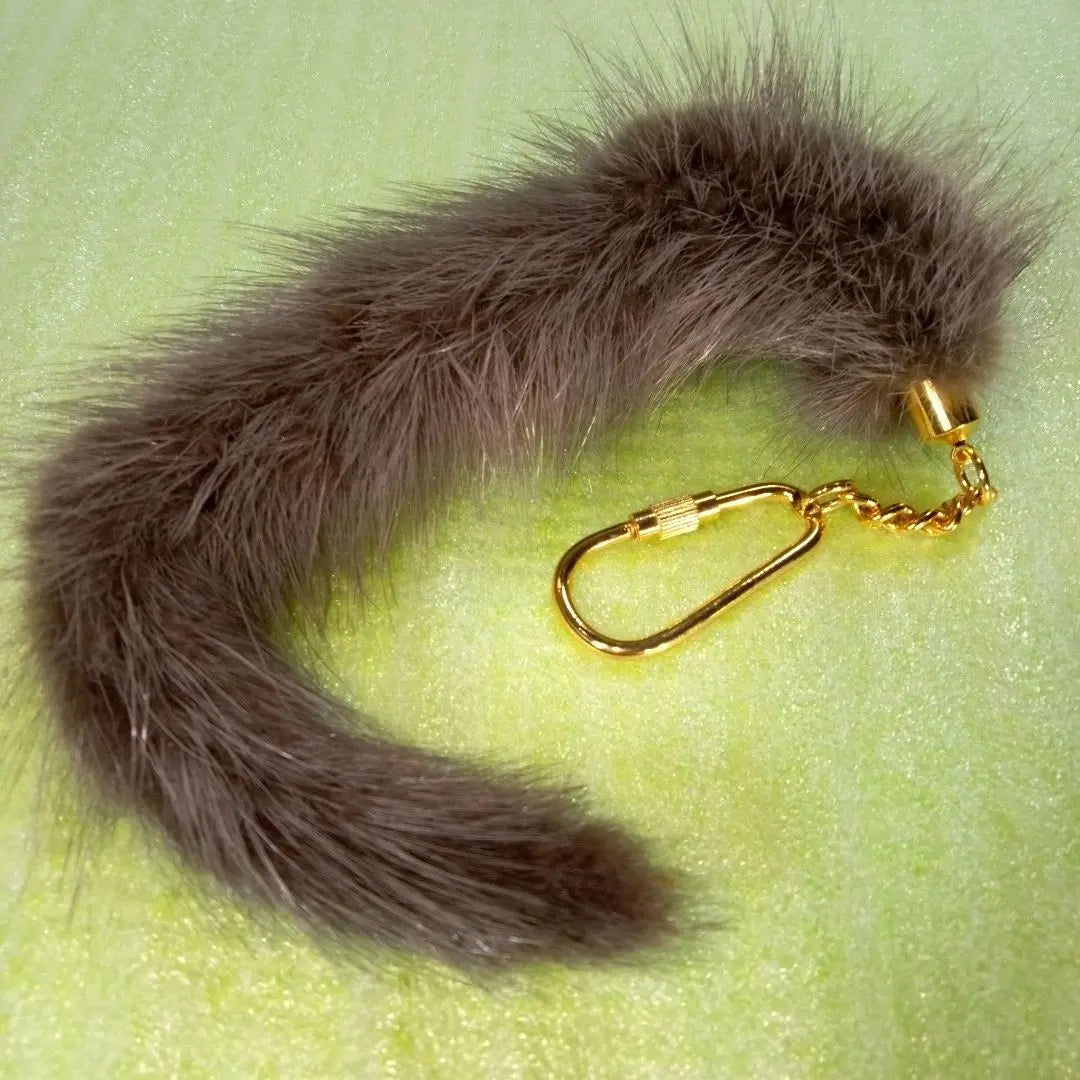 Tail charm, gray, fur, keychain, keyring, keychain