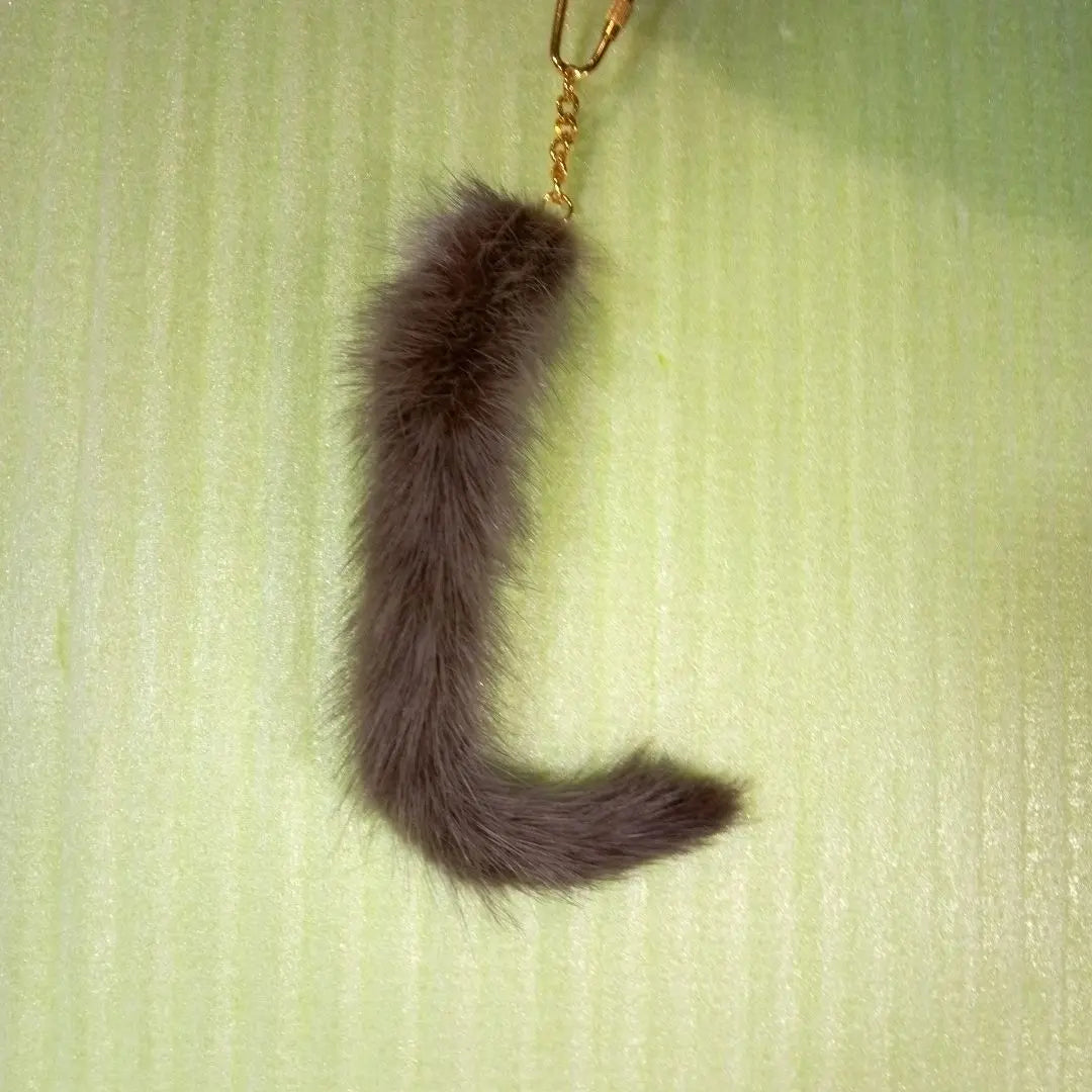 Tail charm, gray, fur, keychain, keyring, keychain