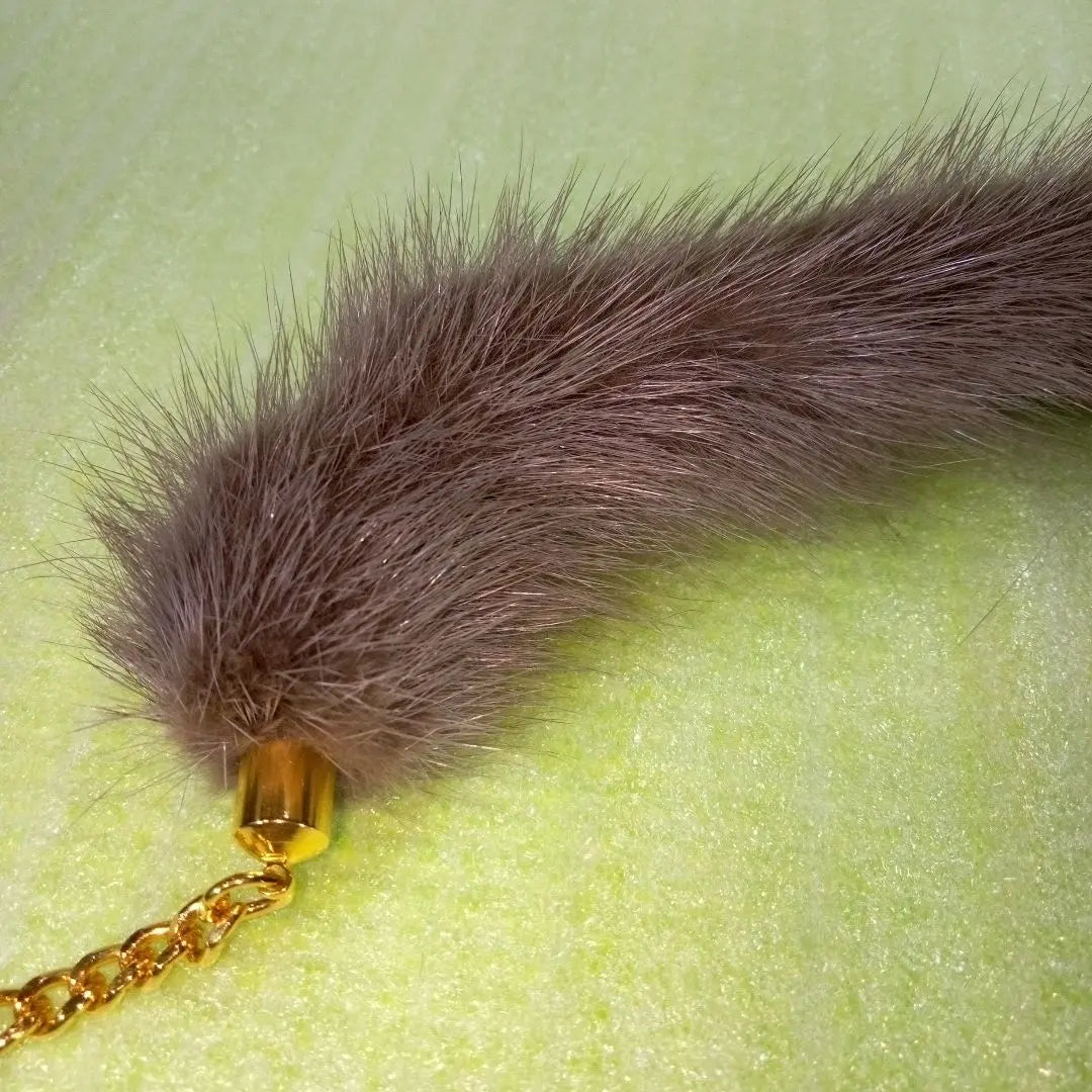 Tail charm, gray, fur, keychain, keyring, keychain