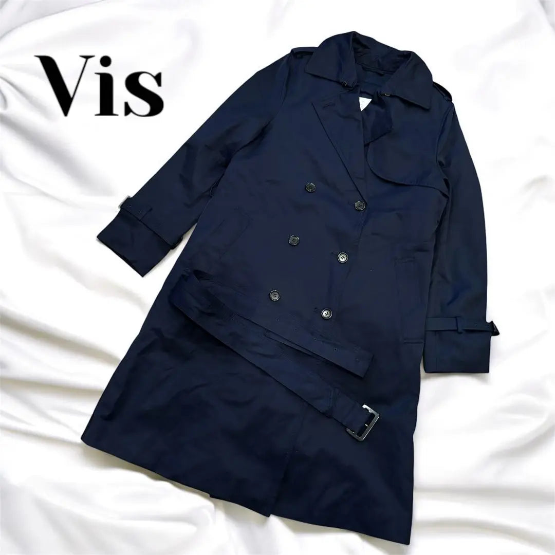 Screw Trench Coat [S] Navy Liner Cotton with Waist String