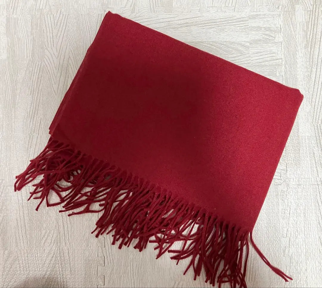 New cashmere touch large stall thick plain stall Rakuten wine red