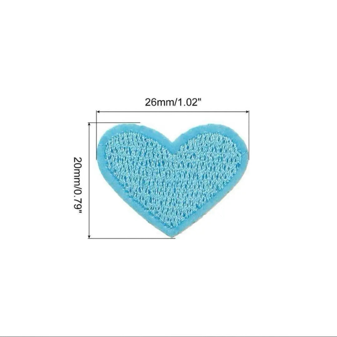 ⭐️Immediate purchase OK❣️Small heart-shaped iron Sky blue embroidered heart appliques 33 pieces