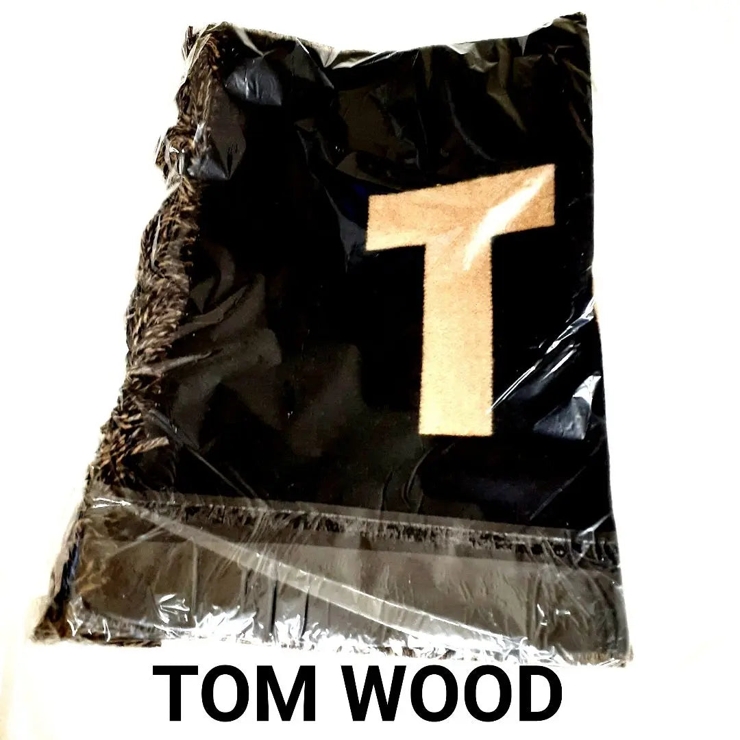 Limited Sold Out★Tom Wood Big Logo Fringe Large Scarf Stole Hard to Obtain