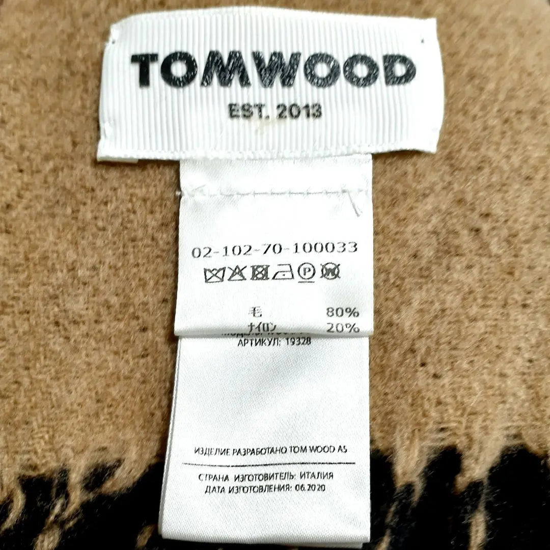 Limited Sold Out★Tom Wood Big Logo Fringe Large Scarf Stole Hard to Obtain