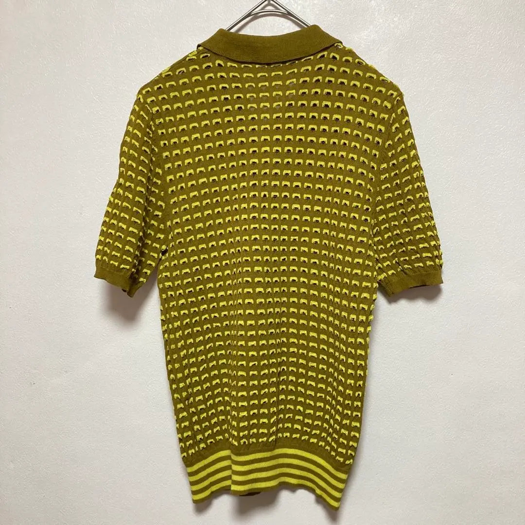 Zara Polo Knit [S] All-over pattern, yellow mustard, square collar, stylish