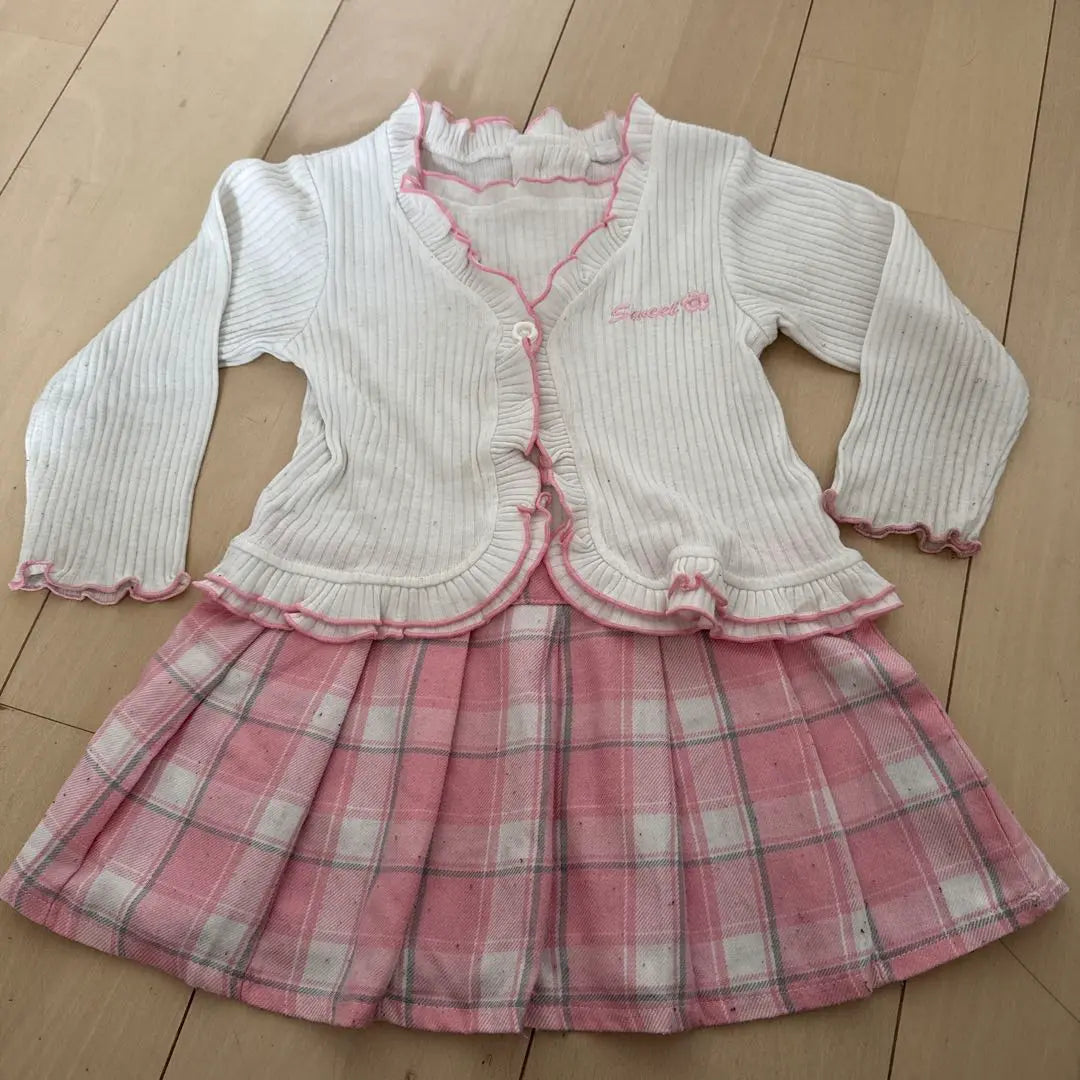 White/Pink Ruffled dress set | ホワイト/ピンク フリル付きワンピースセット