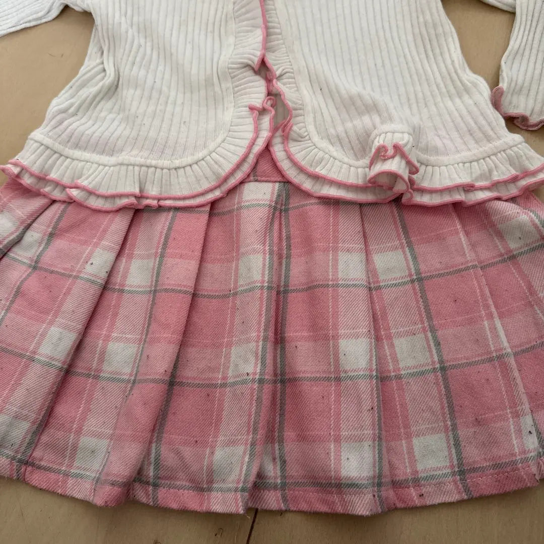 White/Pink Ruffled dress set | ホワイト/ピンク フリル付きワンピースセット