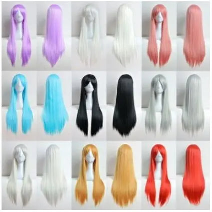 ★[Orange] Straight Long Wig Cosplay 80cm Orange