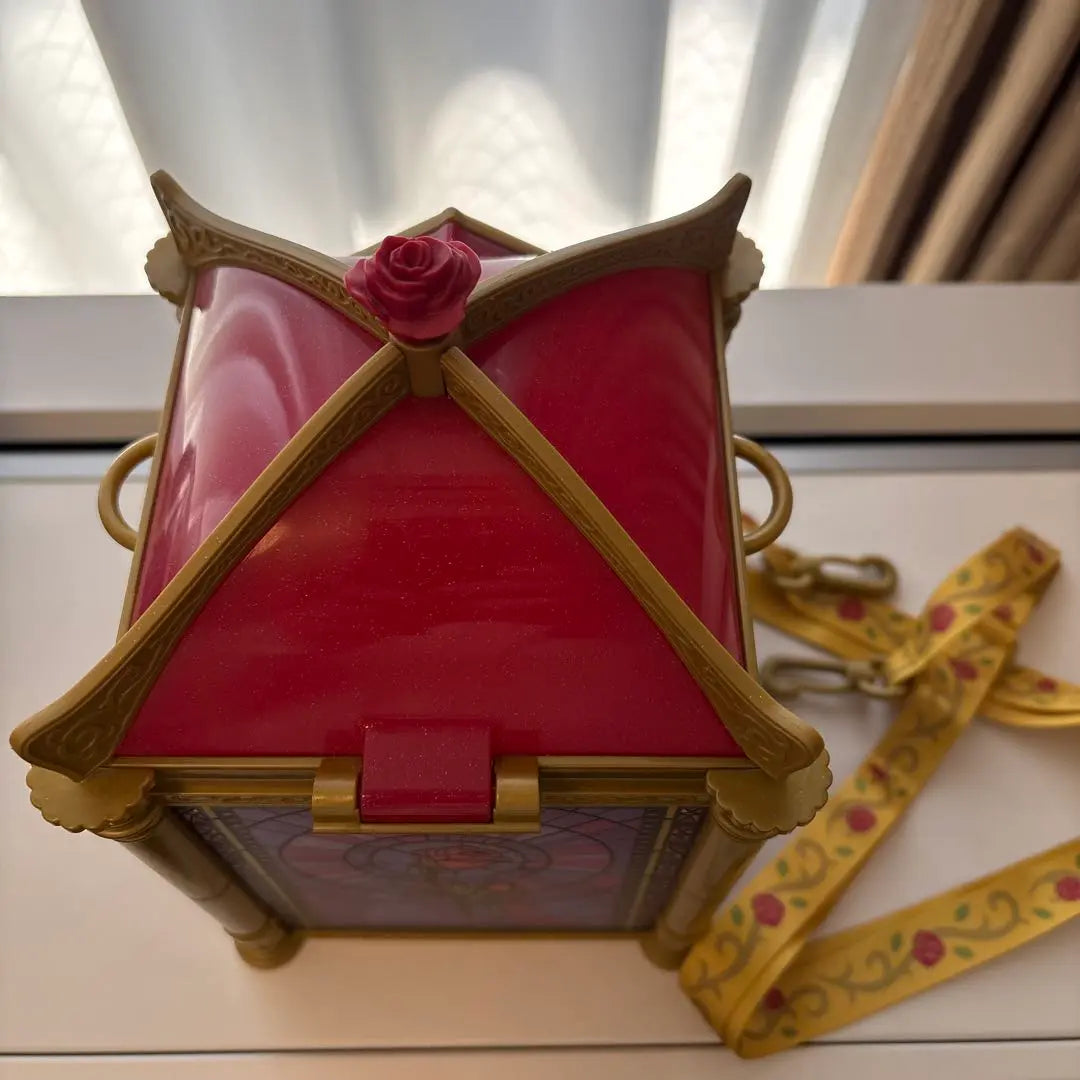 [Set of 2 in good condition] Disney Beauty and the Beast Popcorn Bucket and Rose