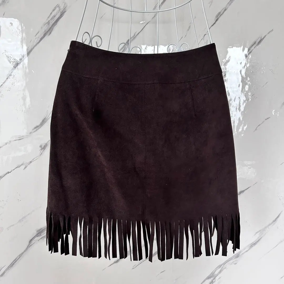 ★NOVESPAZIO Suede Fringe Mini Skirt