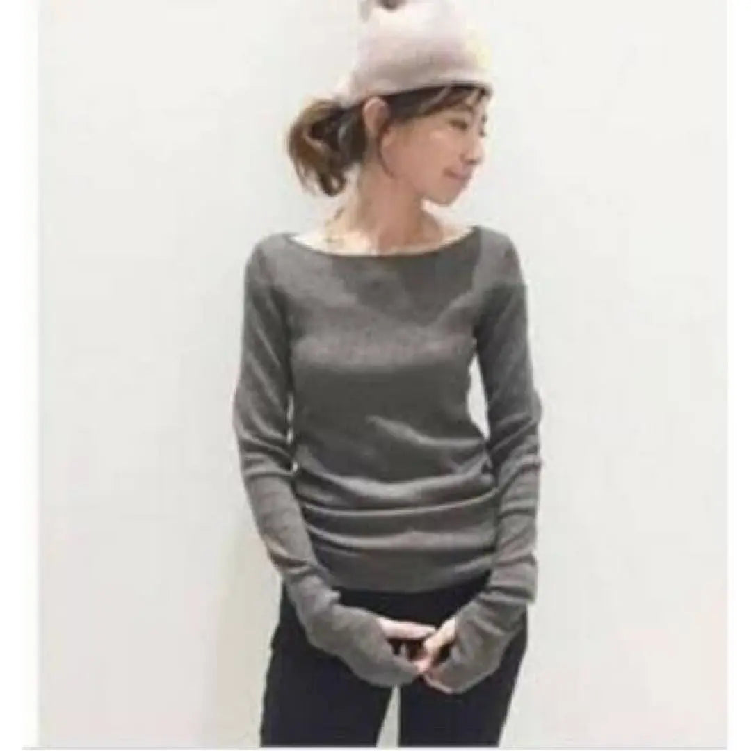 ★Good condition★Abarthmont Boat Neck RIB KNIT Knit Cut and Sew BR