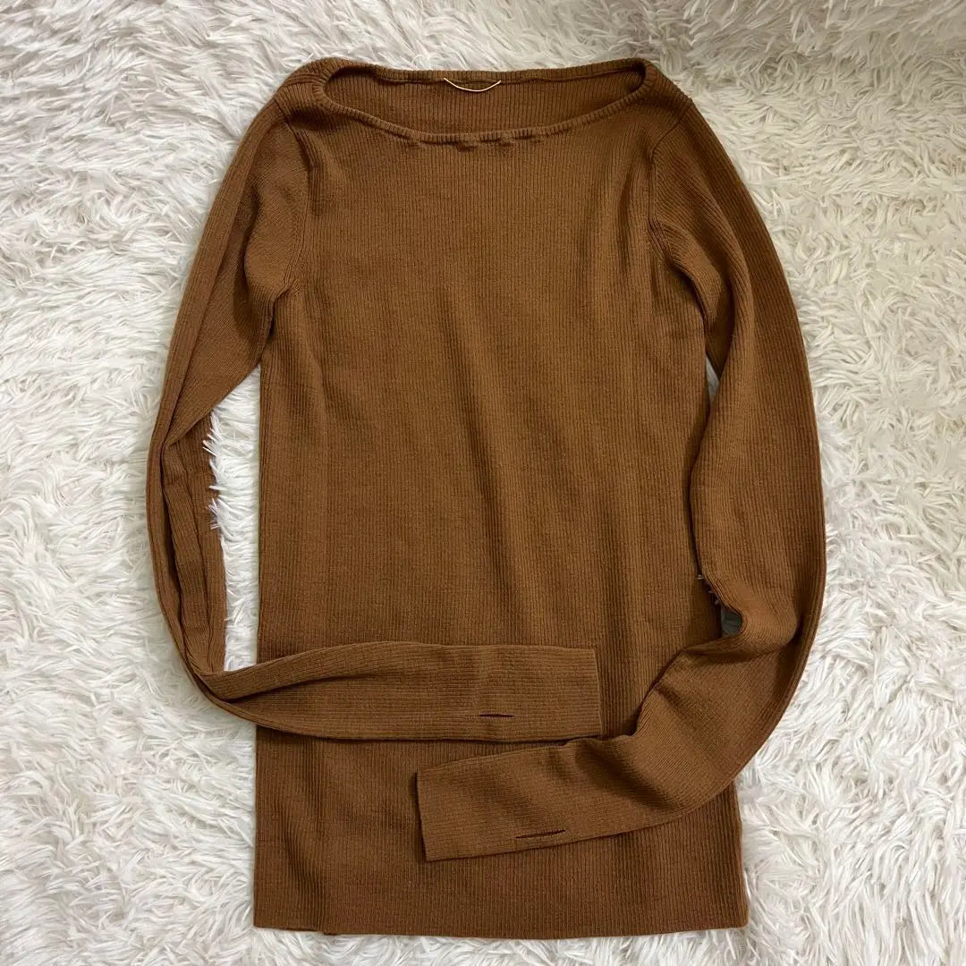 ★Good condition★Abarthmont Boat Neck RIB KNIT Knit Cut and Sew BR