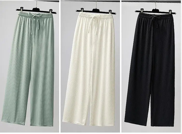 Large sizes for women, spring and summer, pants, elastic waist, pale color