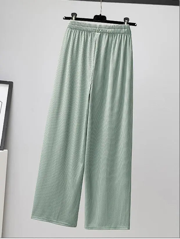 Large sizes for women, spring and summer, pants, elastic waist, pale color