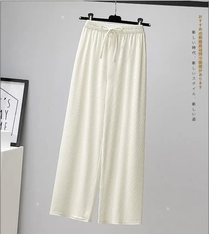 Large sizes for women, spring and summer, pants, elastic waist, pale color